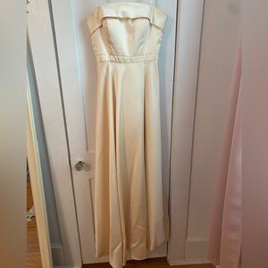 Floor length Strapless Formal Gown with Pockets